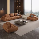 طقم كنب جلد 3 قطع