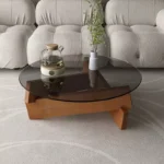 ⁦طاولة قهوة دائرية خشبية بتصميم مودرن⁩ - الصورة ⁦3⁩