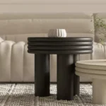 ⁦طاولة قهوة خشب بتصميم دائري⁩ - الصورة ⁦4⁩