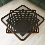⁦طاولة قهوة من خشب على شكل معين⁩ - الصورة ⁦3⁩