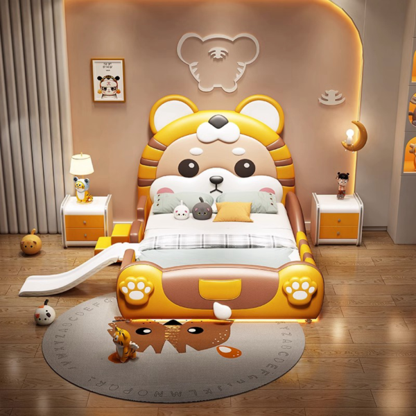 سرير أطفال صغير على شكل نمر كرتوني