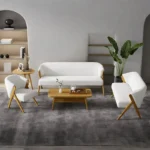 طقم كنب مودرن خشب من تصميم اسكندافي